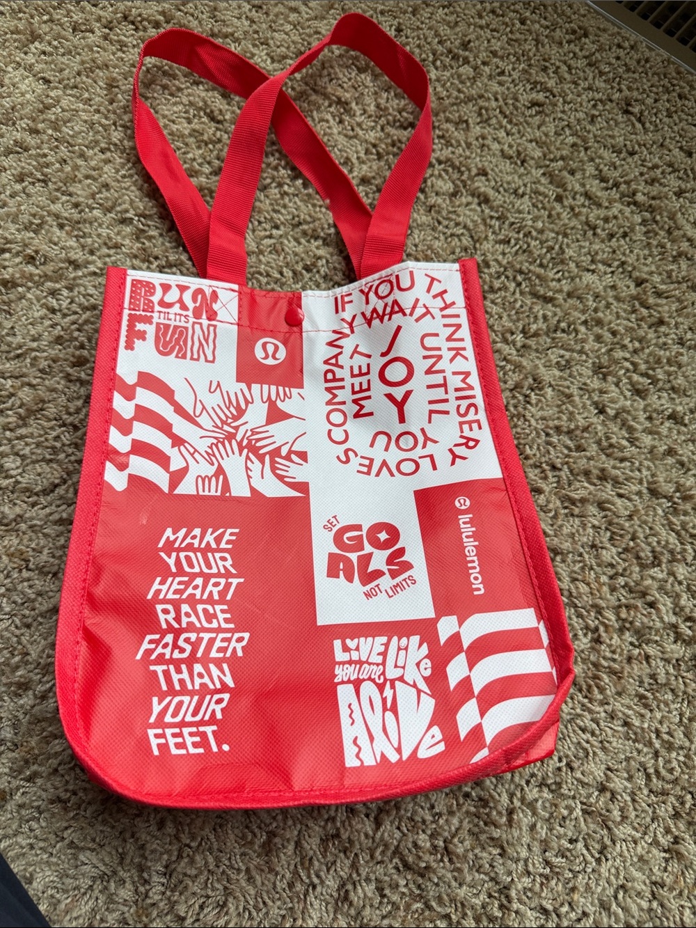 lululemon athletica Red and White Graphic Tote